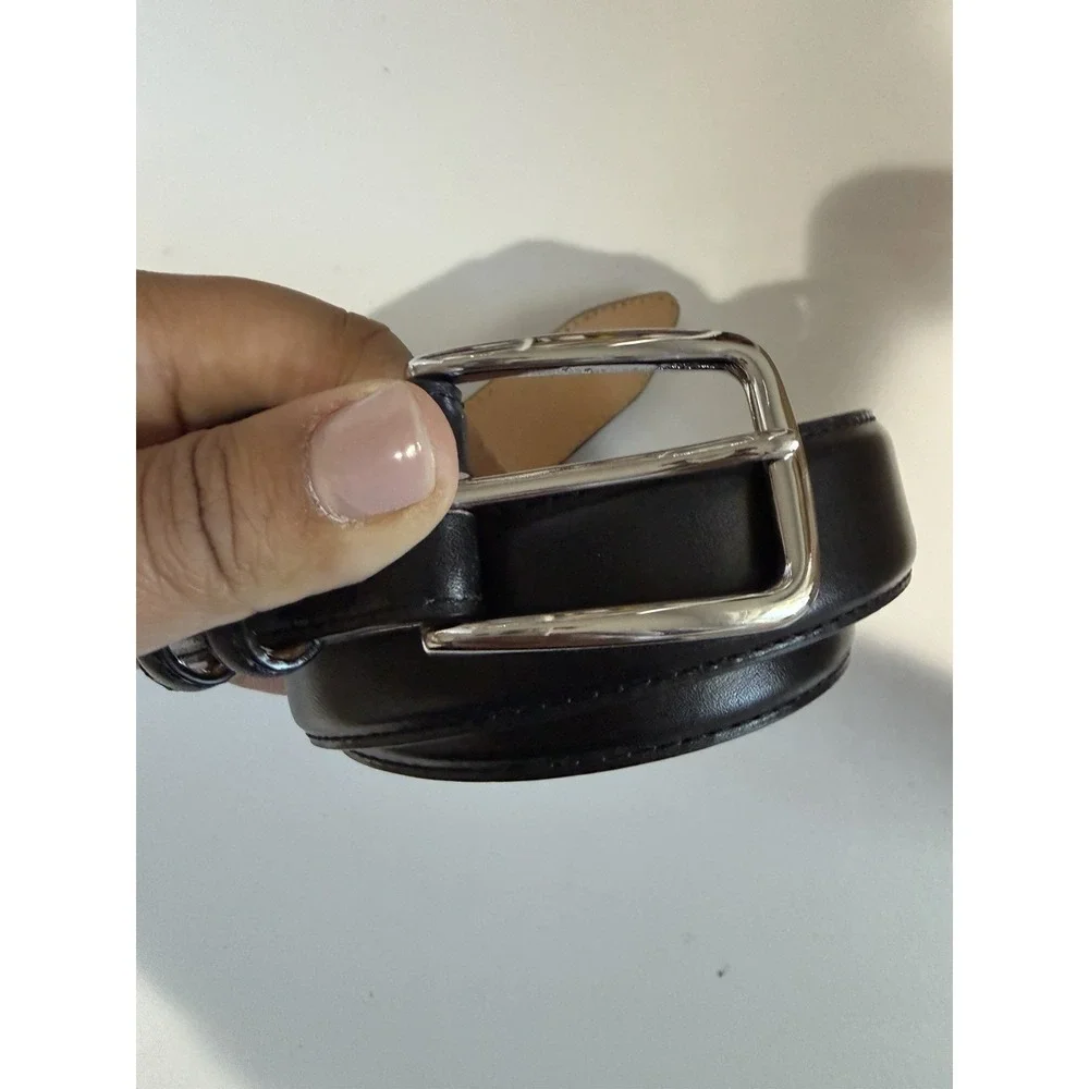 Belts .com Mens Size 42 Black Made In USA Silver Buckle‎ NWOT